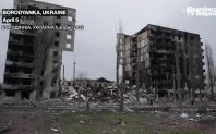 Битката за Бородянка остави града в руини Няколко жилищни блока бяха