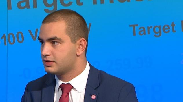 Илиян Чабуклийски, секретар на Студентския съвет при УНСС. Снимка: Bloomberg TV