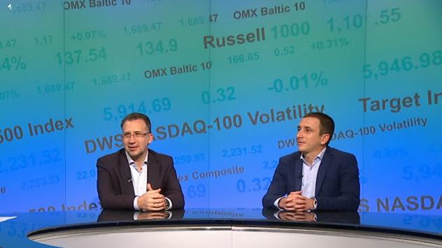 Георги Димитров - юрист и председател на Фондация &quot;Право и Интернет&quot;, и Иван Хаджов - мениджър бизнес развитие &quot;Дигитални решения&quot; в Mastercard. Снимка: Bloomberg TV Bulgaria 