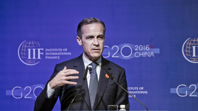 Управителят на Bank of England Марк Карни в Шанхай на срещата на Г-20 Снимка: Bloomberg TV Bulgaria