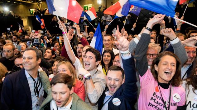 Щабът на движението Напред/En Marche на Емануел Макрон в Parc des Expositions, Париж, Франция. 23 април 2017. Photographer: Christophe Morin/Bloomberg