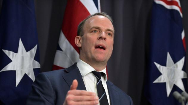 Министърът на външните работи на Великобритания Доминик Рааб. Снимка: Mark Graham/Bloomberg