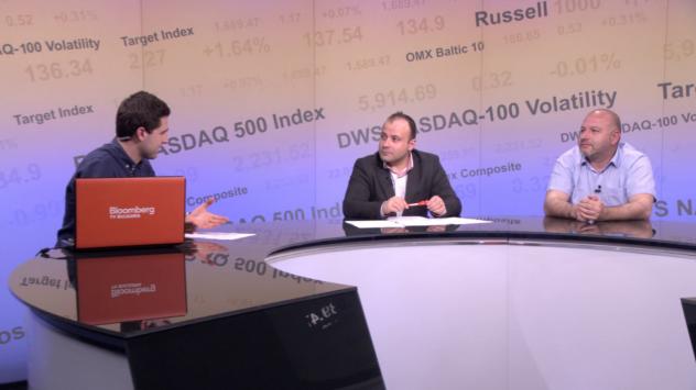 Бойчо Попов, главен редактор на Investor.bg, и Златко Желев, главен редактор на Dnes.bg. Снимка: Bloomberg TV Bulgaria 