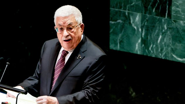 Махмуд Абас, президент на Палестинската автономна власт, говори по време на Общото събрание на ООН в Ню Йорк през 2024 г. Снимка: Джина Мун/Bloomberg
