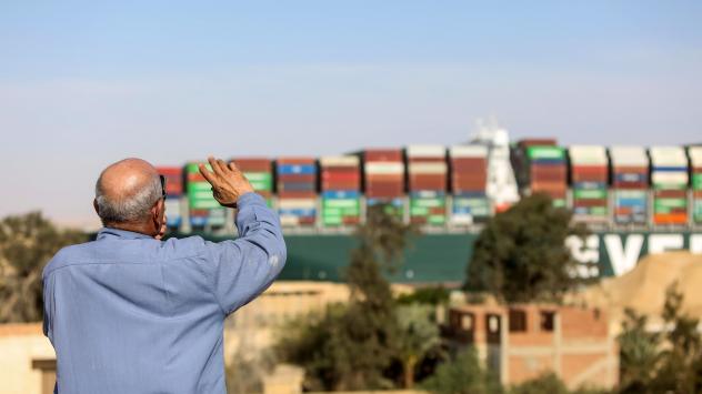 Суецкият канал, 29 март 2021. Photographer: Islam Safwat/Bloomberg