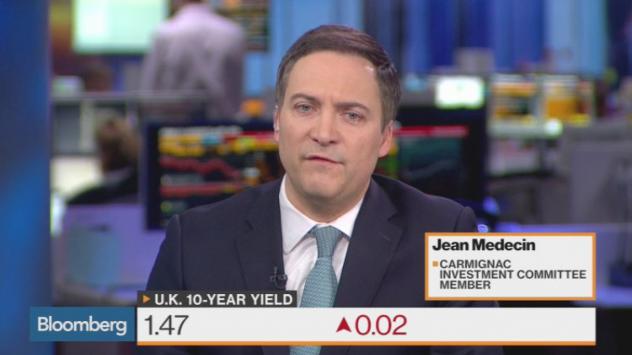 Жан Медсен, член на борда на Carmignac Investment по време на интервю за Bloomberg. Лондон. 31 януари 2017. Снимка: Bloomberg