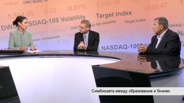 Божидар Данев, председател на БСК и проф. Николай Денков, бивш министър на образованието. Снимка: Bloomberg TV Bulgaria