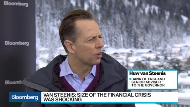 Хю Ван Стинис, старши съветник на гуверньора на BoE. Давос, Швейцария. 21 януари 2019. Снимка: Bloomberg TV