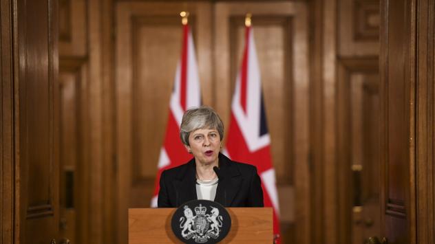 Премиерът на Великобритания Тереза Мей прави изявление в сряда, 20 март, 2019 г. в Лондон, Великобритания. Снимка: Chris J. Ratcliffe/Bloomberg