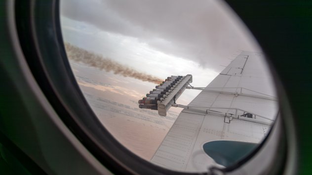 Полет за засяване на облаци над Обединените арабски емирства през 2024 г. Фотограф: Андреа ДиКензо/Getty Images