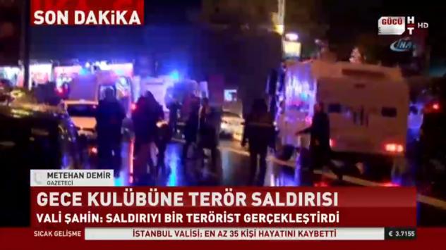 Истанбул, Ортакьой, след нападението над нощен клуб. Снимка: Хабертюрк.