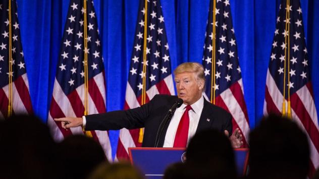 Доналд Тръмп по време на пресконференцията в Trump Tower на 11.01.2017. Снимка: John Taggart/Bloomberg