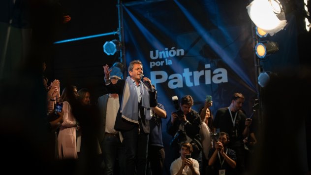 Серхио Маса по време на предизборно събитие. Снимка: Bloomberg