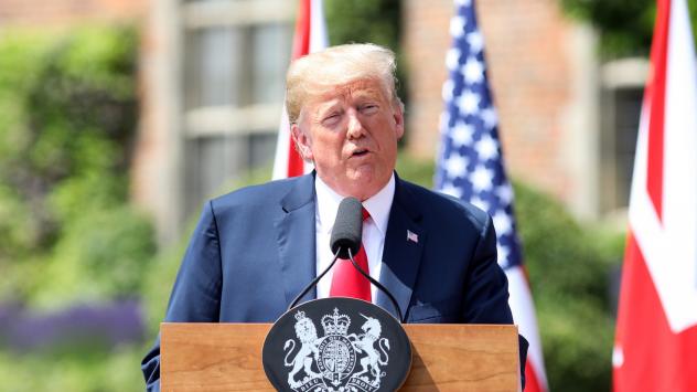 Тръмп при предишното му посещение в Англия. Снимка: Chris Ratcliffe/Bloomberg