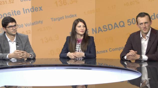 Васил Чакърдъков (вляво), експерт продажби, Лора Шопова, мениджър продажби, и Емил Цветков (вдясно), експерт личностно развитие. Снимка: Bloomberg TV Bulgaria