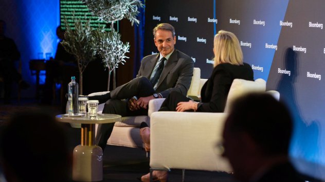 Симпозиум „Бъдещето на гръцките финанси. Кириакос Мицотакис по време на симпозиума „Бъдещето на гръцките финанси“ в Атина, 18 ноември. Снимка: Хилари Суифт/Bloomberg