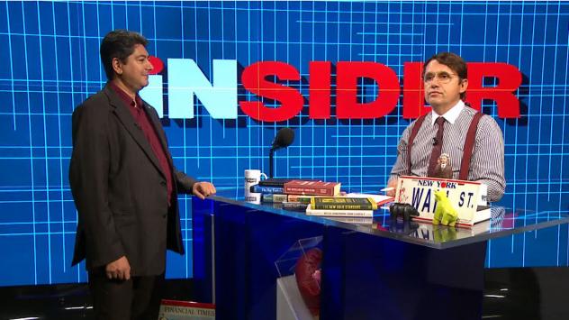 Ангел Стефанов, форекс трейдър и ментор, и Бисер Варчев, водещ на предаването Insider. Снимка: Bloomberg TV Bulgaria 